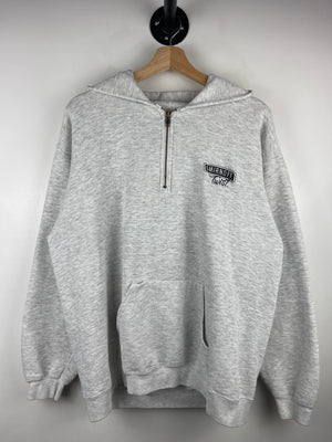 Vintage 90s Smirnoff Twist Embroidered Grey Quarter Zip Hoodie