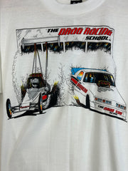 Vintage 90's The Drag Racing School White Tee