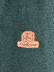 Vintage 90s Identity John Deere Green & Brown Wool Leather Bomber Jacket