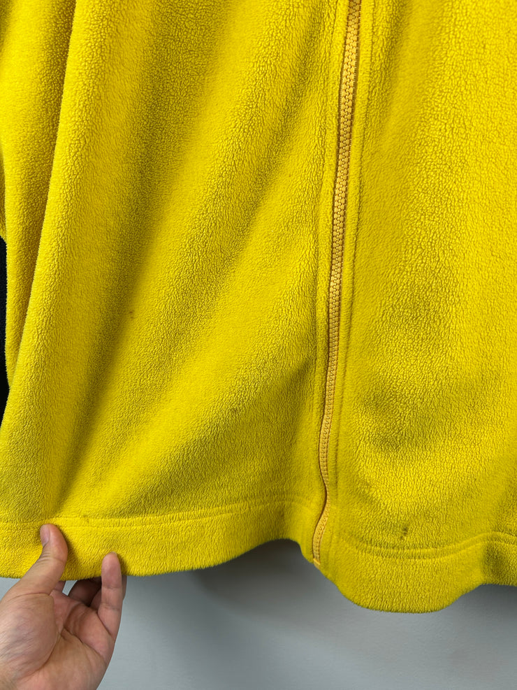 Vintage 90s Tommy Hilfiger Embroidered Yellow & Navy Zip Up Fleece Sweater