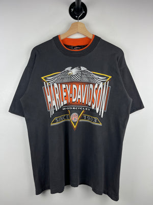 Vintage 90s Harley Davidson Eagle Pennsylvania Black & Orange Tee