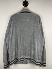 Bape Spellout Grey Velour Zip Up Sweater