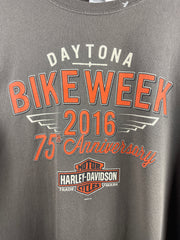 Vintage Harley Davidson Bike Week Daytona Beach Grey Long Sleeve