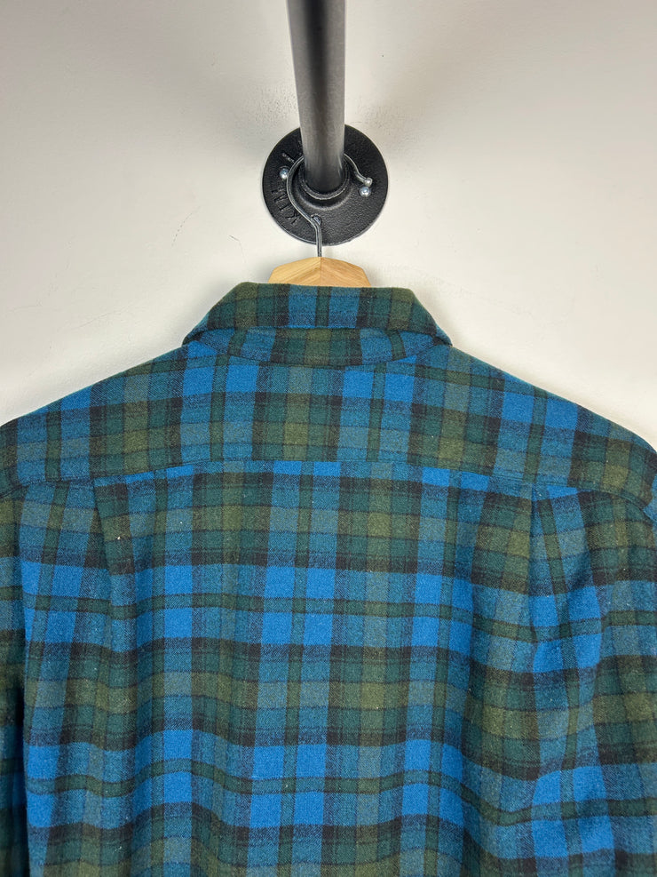 Vintage 90s Pendelton Blue & Green Checkered Flannel Shirt