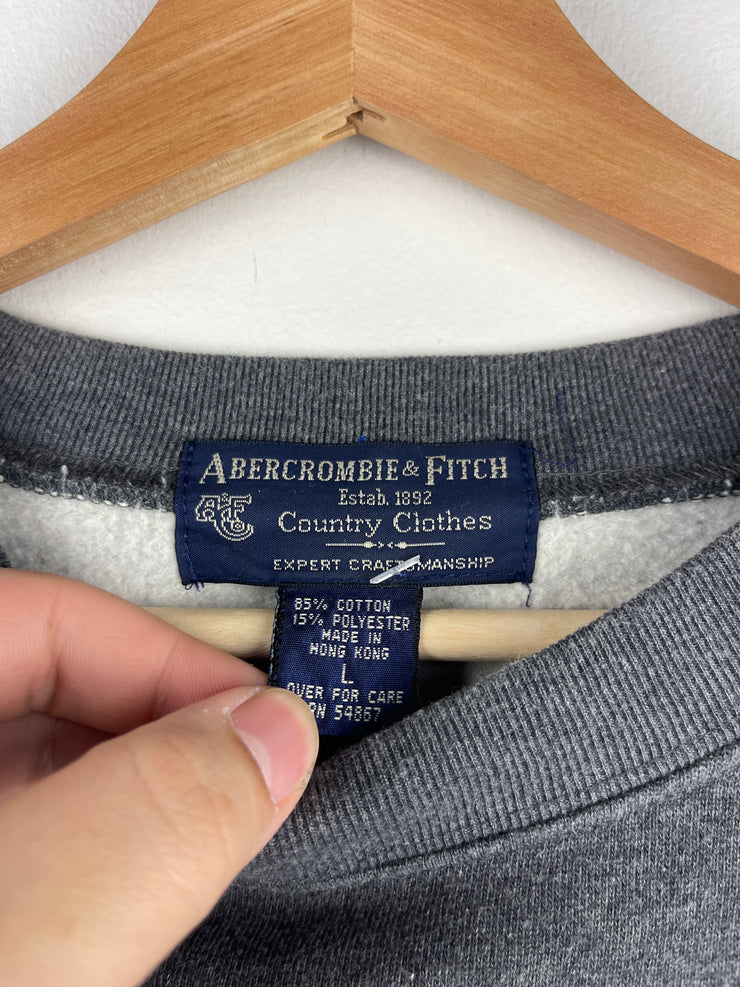 Vintage Abercrombie & Fitch Skiing Embroidered Grey Crewneck