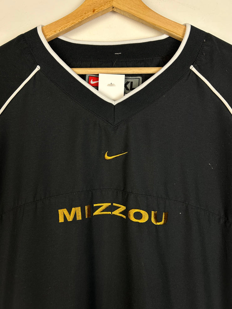 Vintage Y2K Nike Mizzou Tigers Middle Swoosh Black Pullover Windbreaker