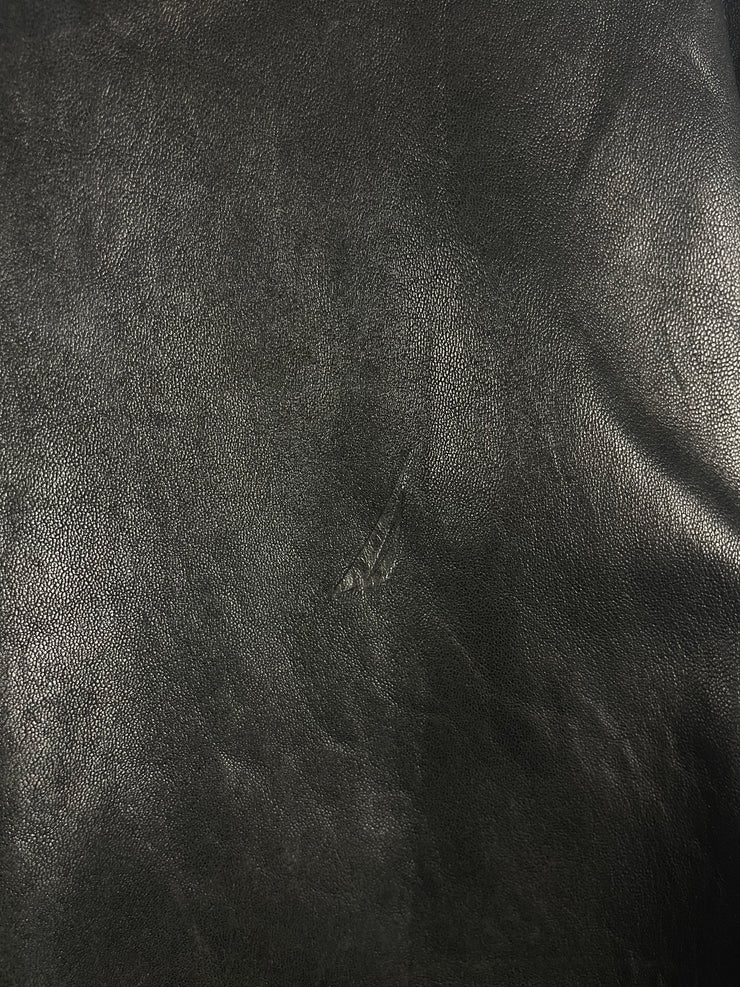 Vintage Nautica Black Leather Cropped Bomber Jacket