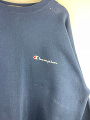 Vintage 90s Champion Spellout Embroidered Navy Crewneck