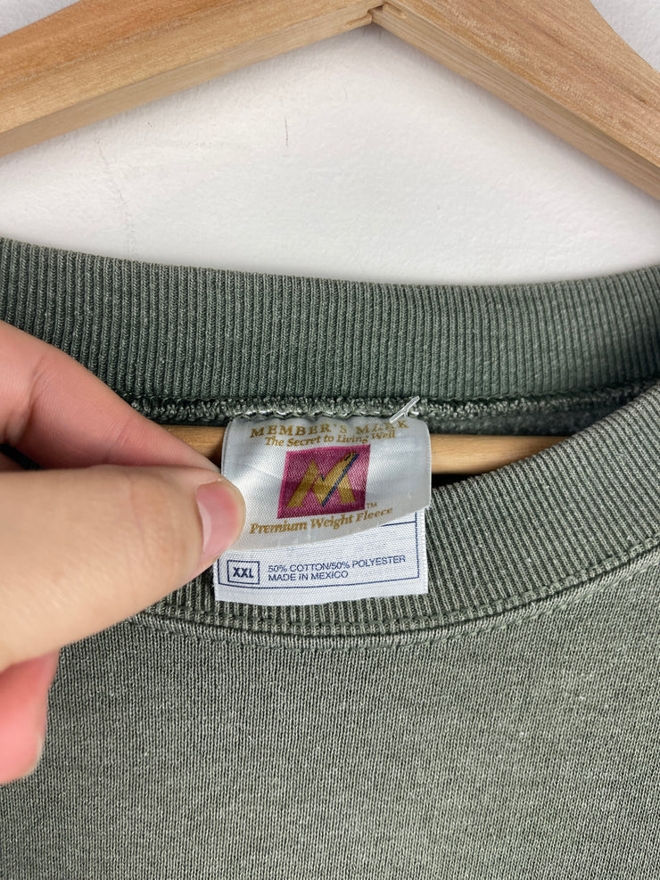 Vintage 90s Members Mark Blank Faded Olive Crewneck