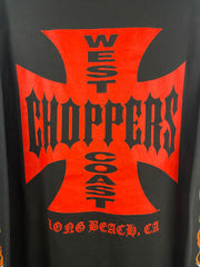 Vintage 2003 West Coast Choppers Flames Skull Black Long Sleeve
