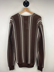 Needles Striped Brown Knit Cardigan Sweater