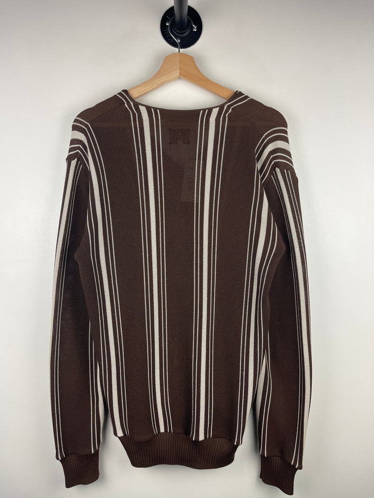 Needles Striped Brown Knit Cardigan Sweater