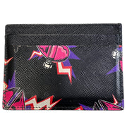 Prada Frankenstein Heats Black Saffiano Leather Card Holder