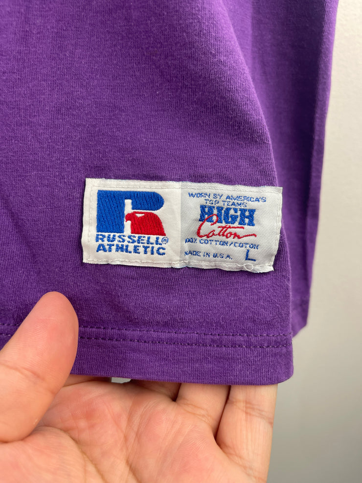 Vintage Russell Athletic Blank Purple Pocket Tee
