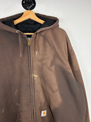Vintage Carhartt Thermal Lined Faded Brown Zip Up Hoodie