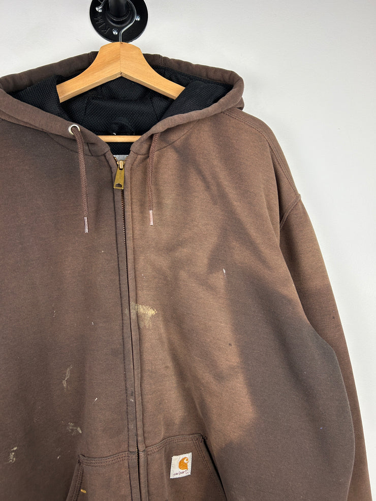 Vintage Carhartt Thermal Lined Faded Brown Zip Up Hoodie