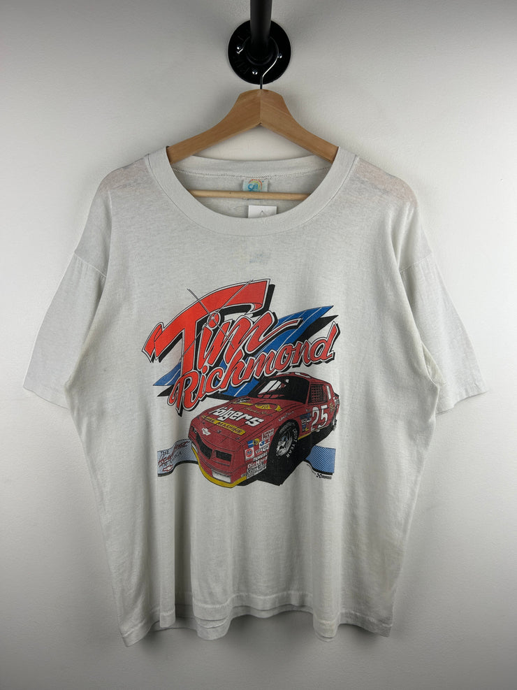 Vintage 80s Nascar Tim Richmond Chevrolet White Tee