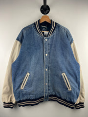 Vintage Route 66 Blue Denim Varsity Jacket