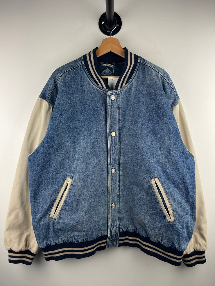 Vintage Route 66 Blue Denim Varsity Jacket