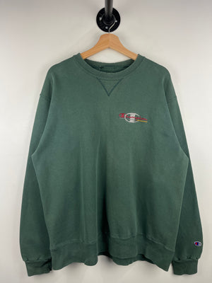 Vintage 90s Champion Spellout Embroidered Green Crewneck