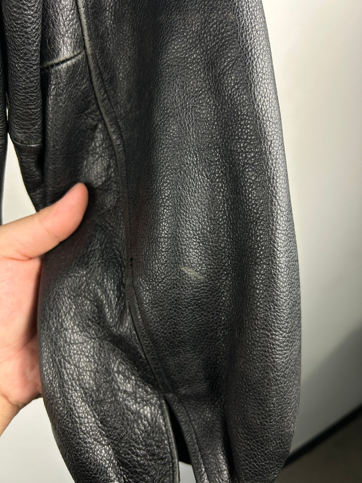 Vintage 90s St Johns Bay Black Leather Flight Bomber Jacket