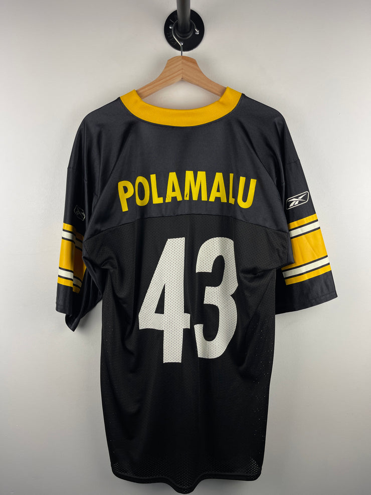 Vintage NFL Reebok Pittsburgh Steelers Polamalu Black Football Jersey