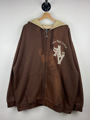 Vintage Y2K Avirex Flight Academy Faded Brown Zip Up Hoodie