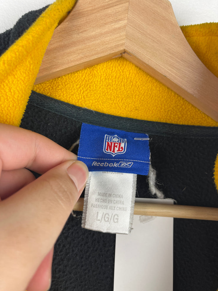 Vintage NFL Reebok Pittsburgh Steelers Black Fleece Quarter Zip Sweater