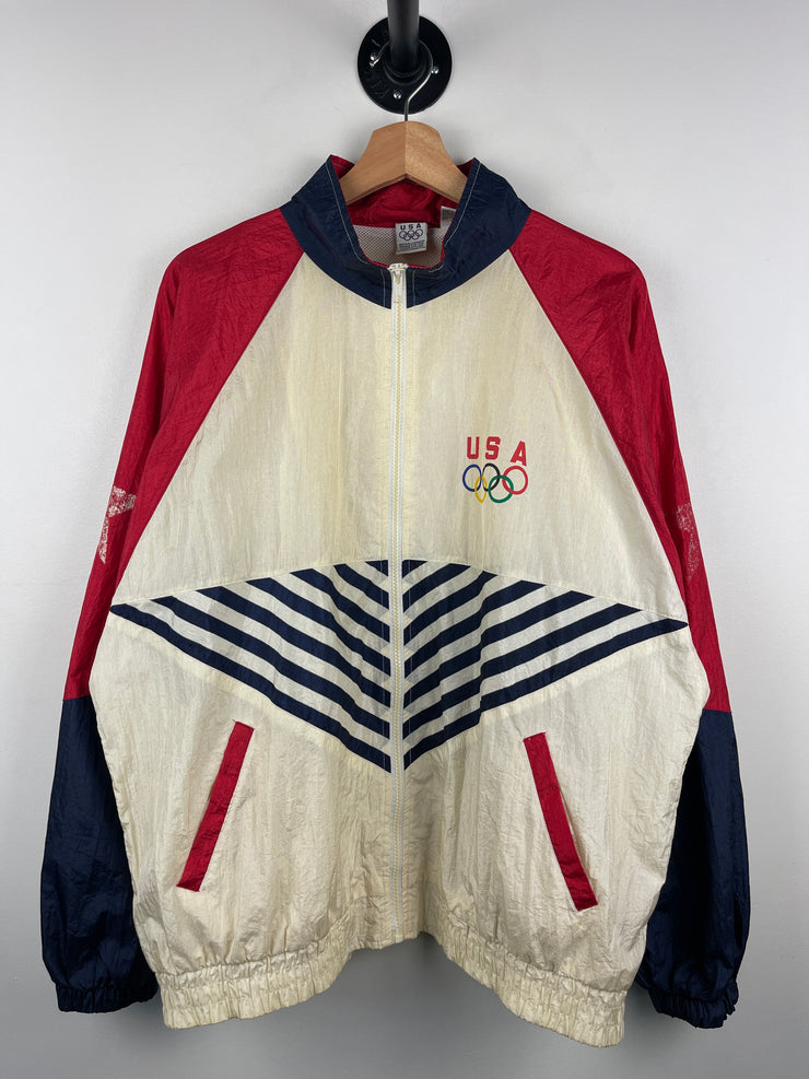 Vintage 90s USA Olympics White Windbreaker