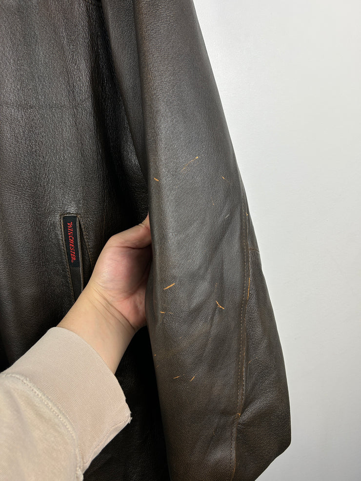 Vintage Winchester Brown Leather Straight Cut Jacket