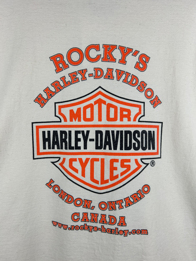 Vintage 2004 Harley Davidson Girl London Cream Tee