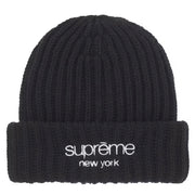 Supreme FW25 Chunky Rib Classic Logo Black Beanie