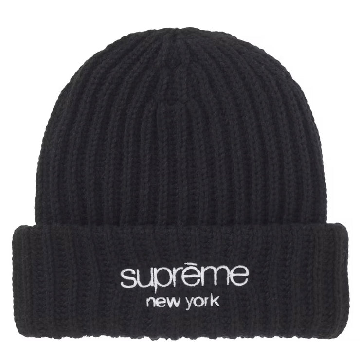 Supreme FW25 Chunky Rib Classic Logo Black Beanie