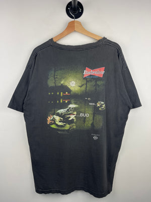 Vintage 90s Budweiser King Of Beers Frogs Black Tee