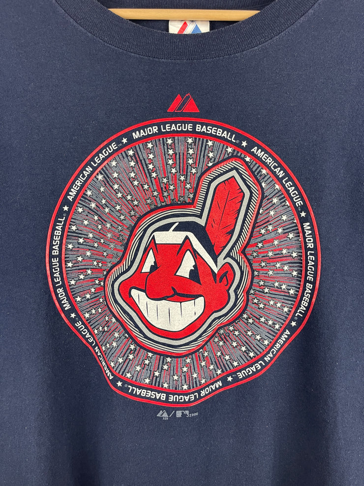 Vintage MLB Majestic Cleveland Indians Navy Tee