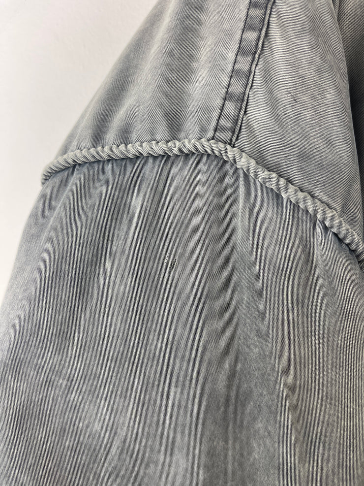 Vintage 90s NFL Los Angeles Raiders Embroidered Faded Silver Nylon Bomber Jacket