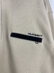 Vintage Old Navy Spellout Cream Quarter Zip Fleece Sweater