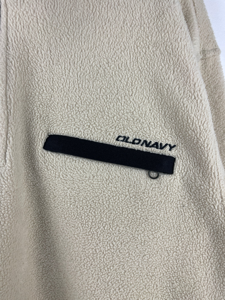 Vintage Old Navy Spellout Cream Quarter Zip Fleece Sweater