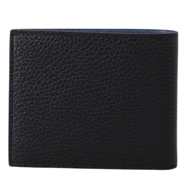 Gucci Interlocked GG Bifold Black & Blue Leather Wallet