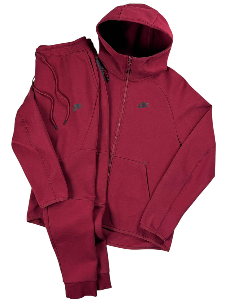 Nike Tech Fleece Red Zip Up Hoodie & Sweatpants Set