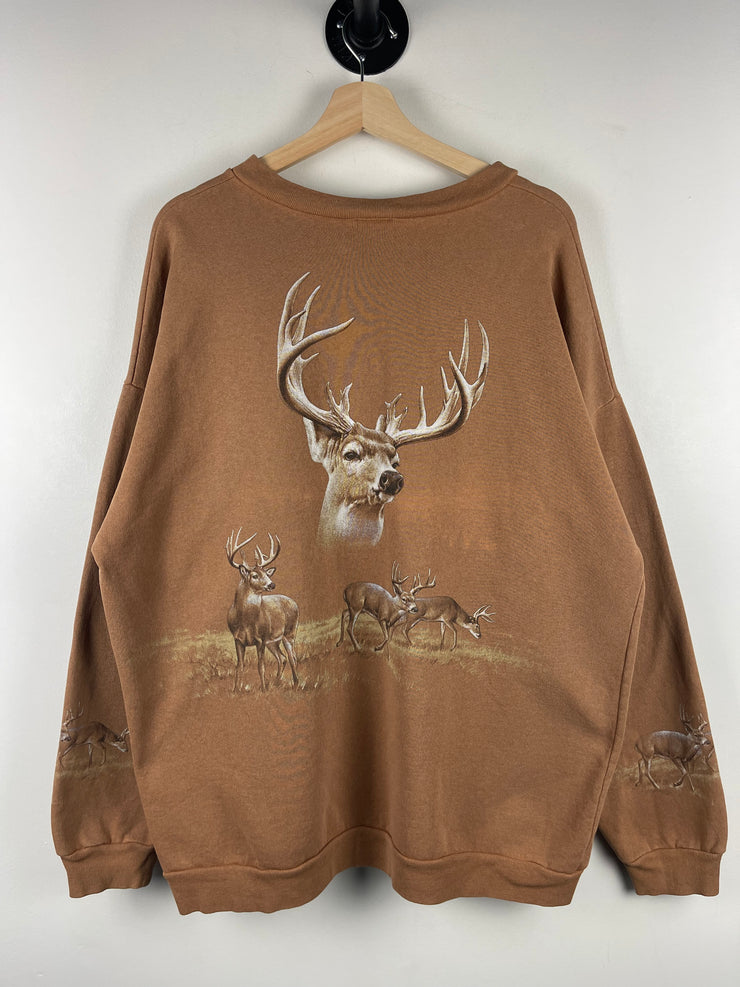 Vintage 90s Wilderness Deer Brown Crewneck