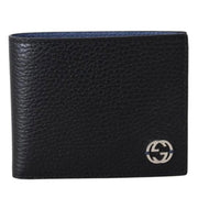 Gucci Interlocked GG Bifold Black & Blue Leather Wallet