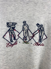 Vintage 90s Golf Eagle Par Birdie Embroidered Grey Crewneck