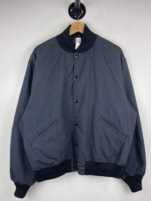 Vintage 90s Butwin Black & Striped White Reversible Bomber Jacket