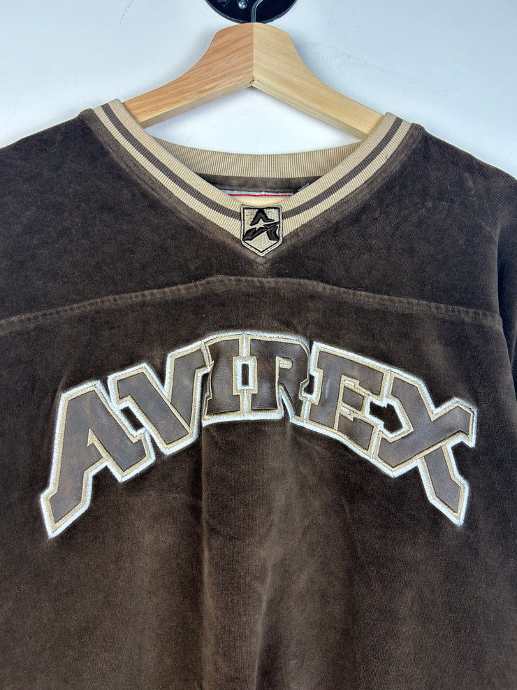 Vintage Y2K Avirex Spellout Brown Suede Crewneck