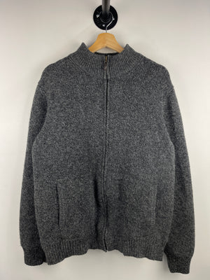 Vintage LL Bean Dark Grey Lambs Wool Zip Up Sweater