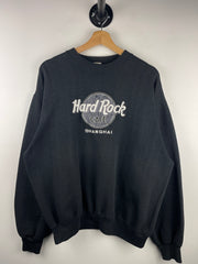 Vintage 90s Hard Rock Café Shanghai Embroidered Black Crewneck