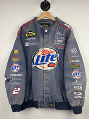 Vintage 90s Nascar Chase Miller Lite Faded Navy Racing Jacket