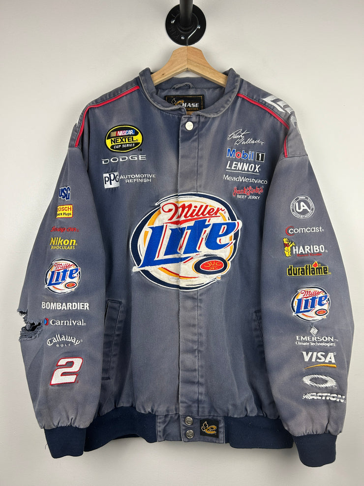 Vintage 90s Nascar Chase Miller Lite Faded Navy Racing Jacket