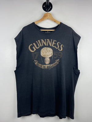 Vintage Guinness Beer Faded Black Cut Off Tank Top